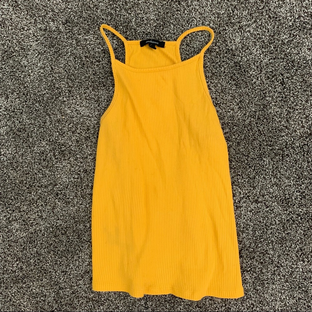 Yellow High Neck Tank Top